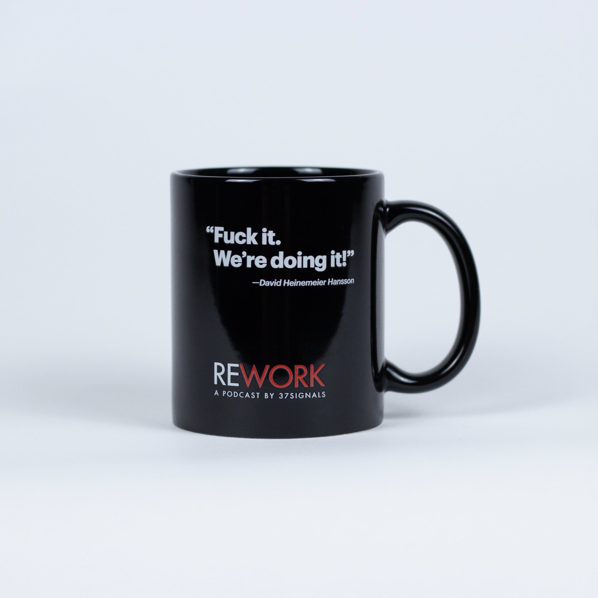 11-ounce REWORK stoneware mug in glossy black